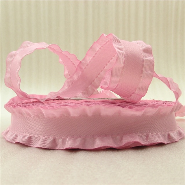 Pink ruffled trim edge ribbon