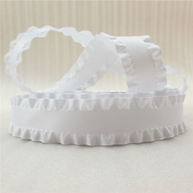 White ruffled trim edge ribbon