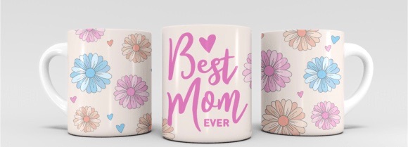 Mixed Colour Flower Best mom ever Sublimation Mug Transfer