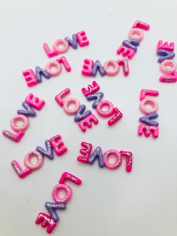 Valentine LOVE text Polymer Clay