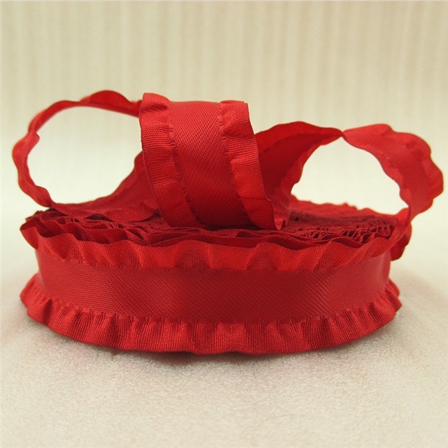Red ruffled trim edge ribbon