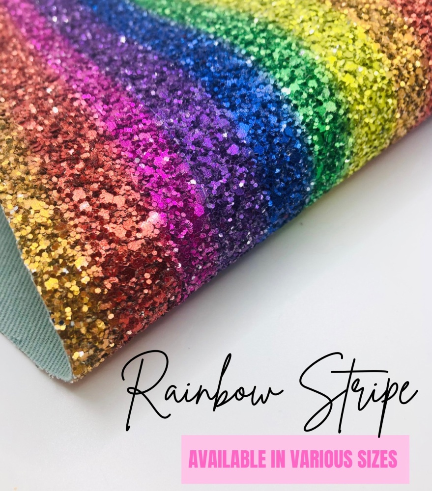 LUXURY -  Rainbow Stripe chunky glitter fabric