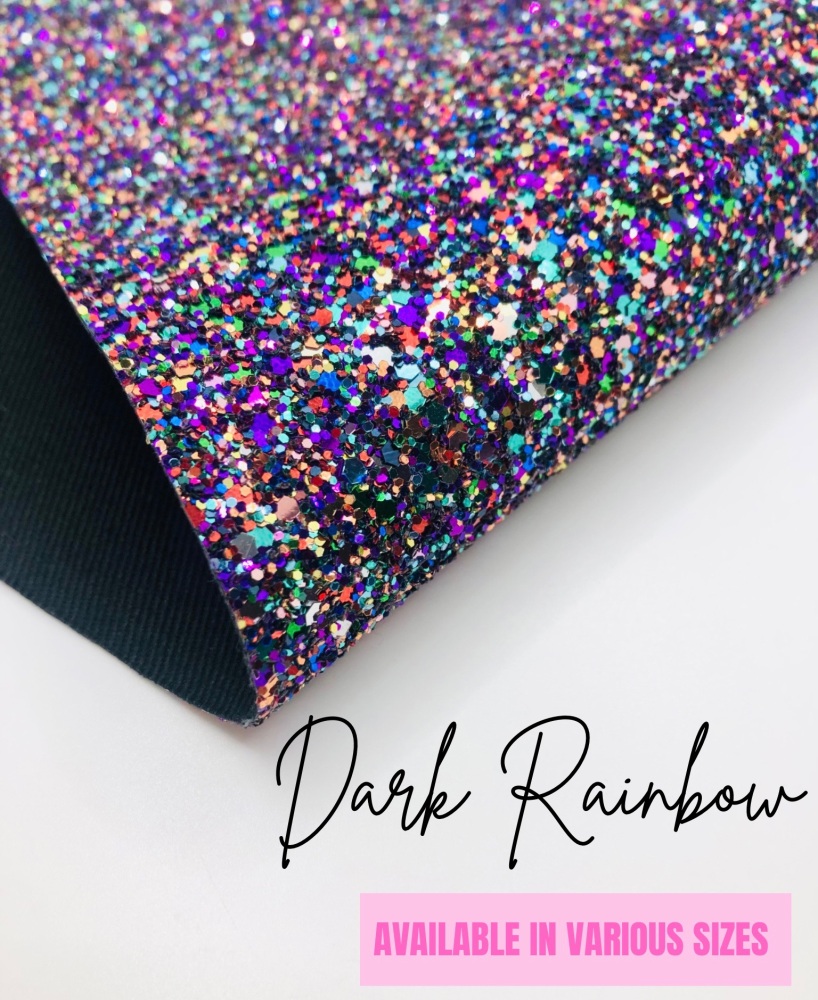 LUXURY - Dark Rainbow chunky glitter fabric