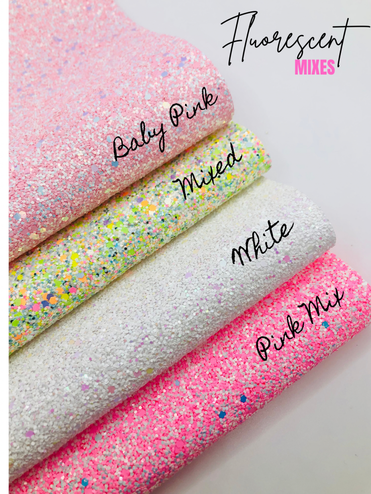 Fluorescent range mixes - chunky glitter fabric sheets