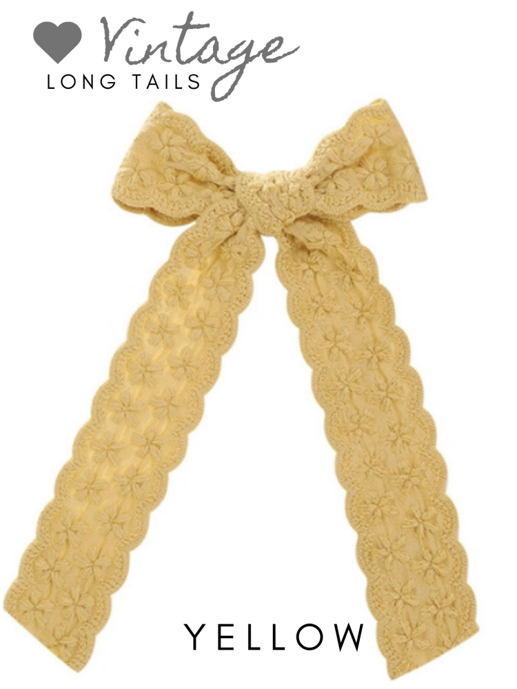 Yellow vintage long tail lace bow Stall Filler On Clip