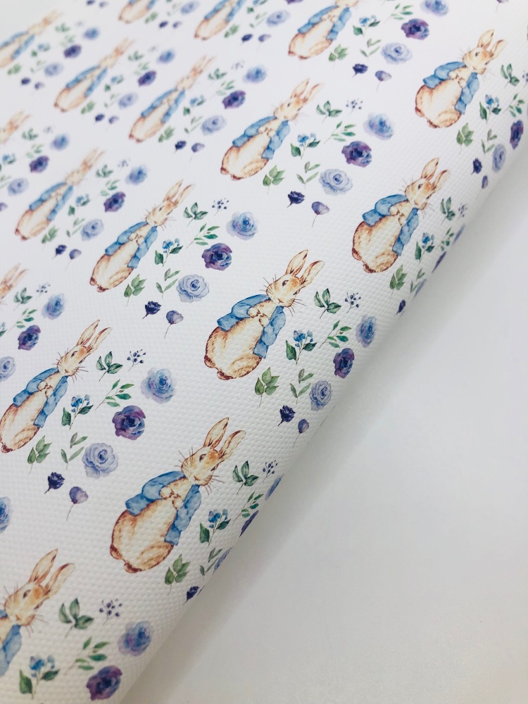1498 - Peter Rabbit Blue Bunny printed canvas fabric sheet