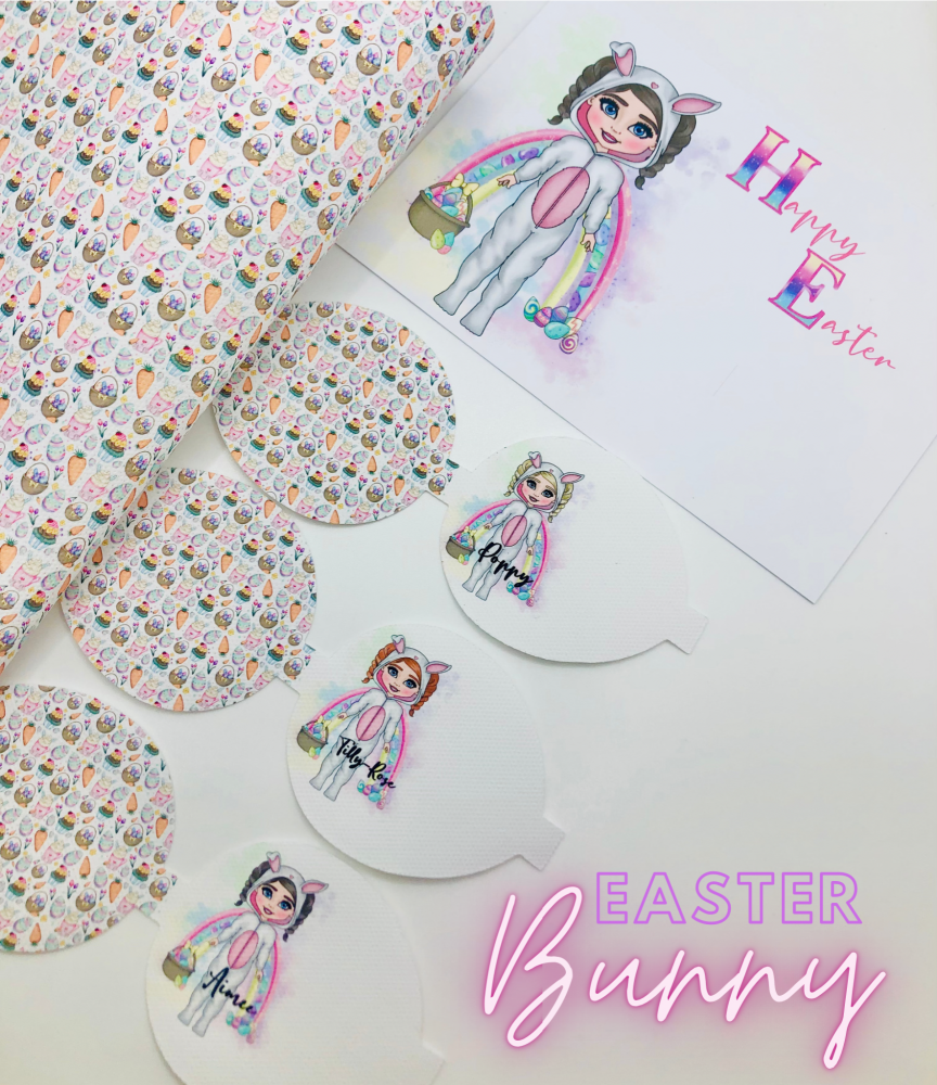 Easter Bunny onesie girl printed pre cut bow loop