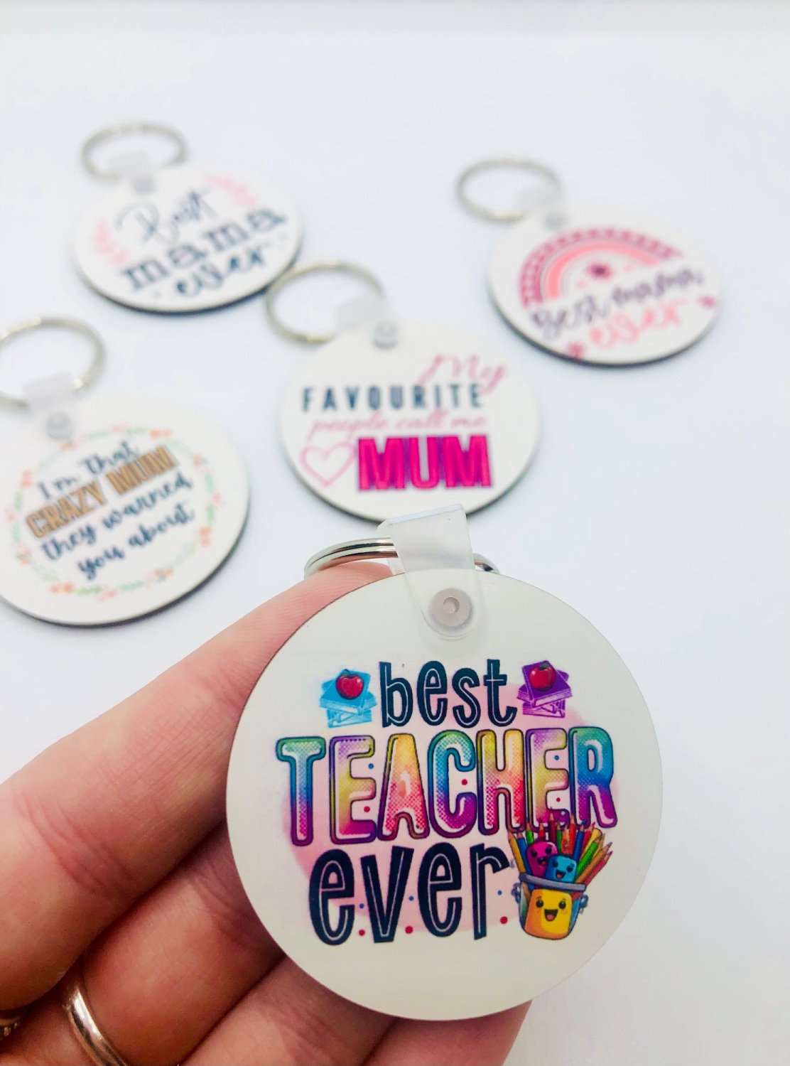 MBest Teacher Ever Circle Mothers Day Keyring