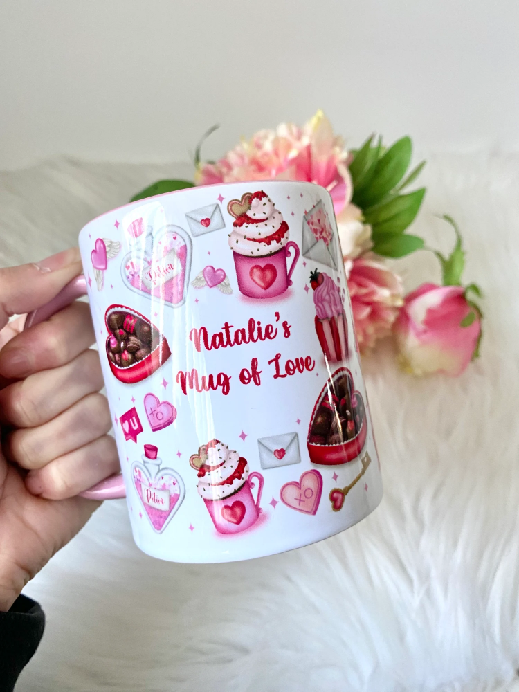 Personalised printed Valentines day gift printed 11oz Mug WHITE HANDLE