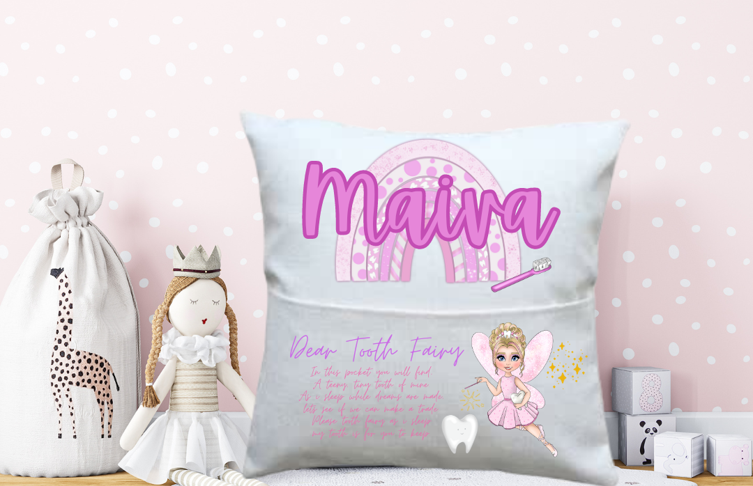 Girl Tooth Fairy - Personalised Pocket Pillow Case
