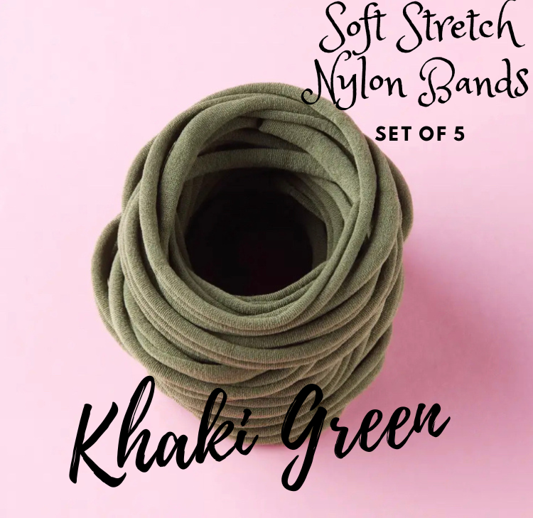 KHAKI GREEN - 5 x Soft Stretch Dainties Nylon Bands