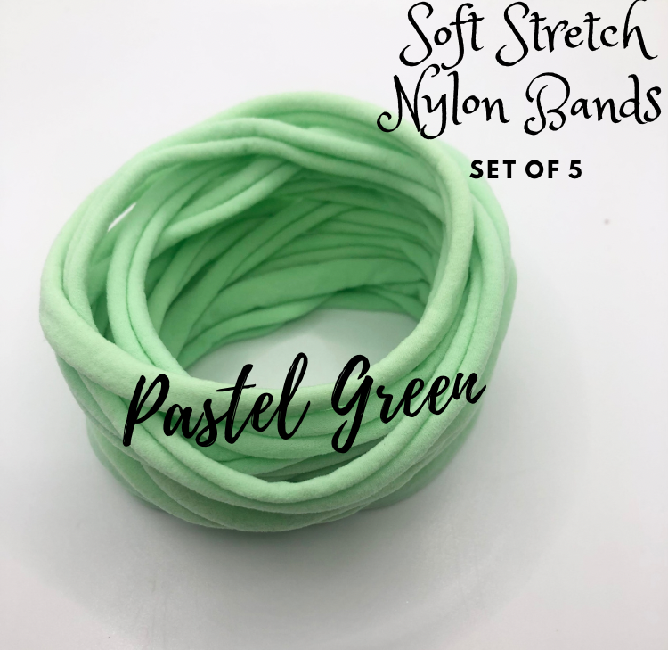 PASTEL GREEN - 5 x Soft Stretch Dainties Nylon Bands