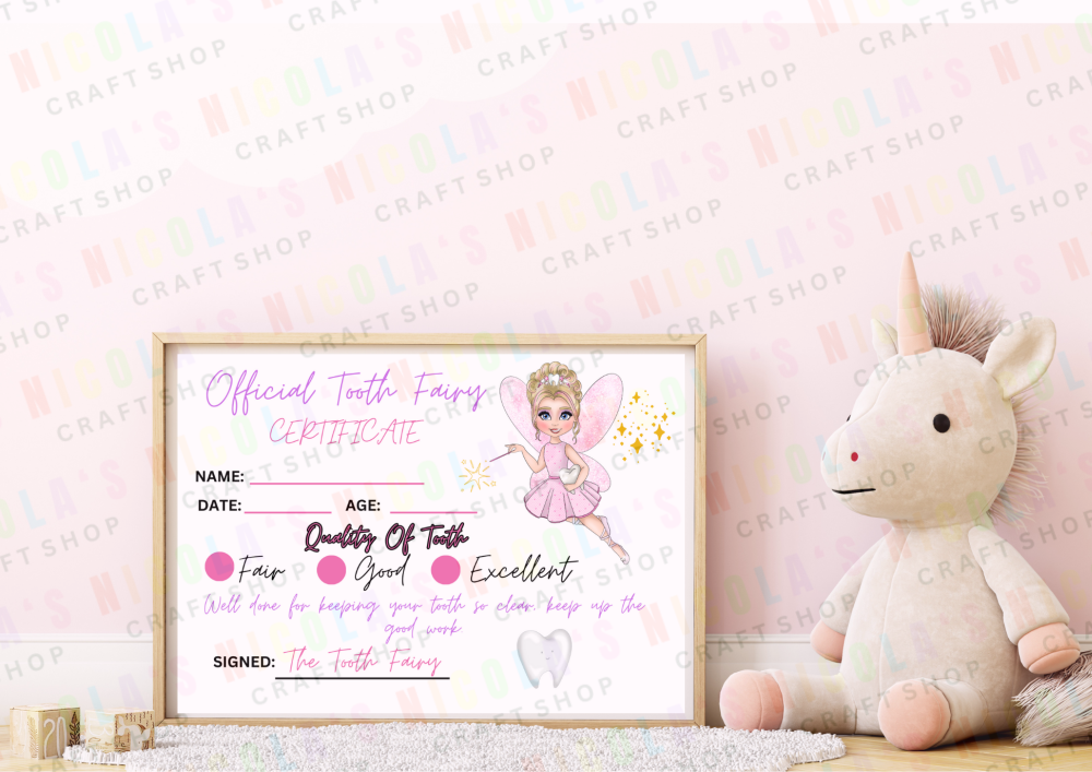 PINK - Tooth Fairy Certificate