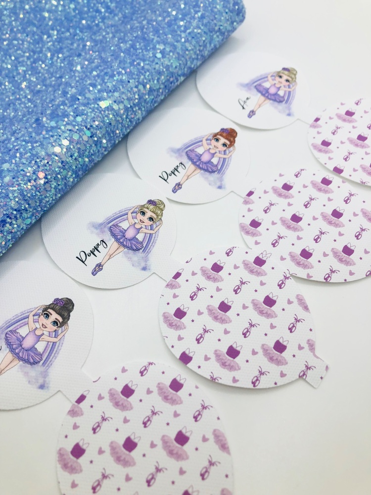 Lilac ballerina personalised printed pre cut bow loop