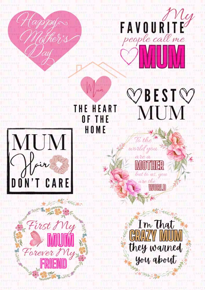 MOTHERS DAY - Sublimation Design A4 Sheet