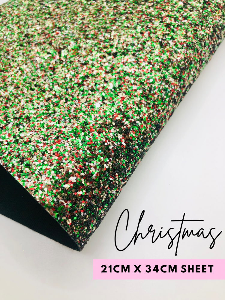 Christmas chunky glitter fabric