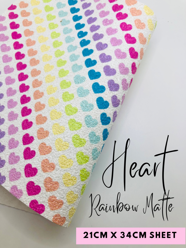 Heart rainbow matte printed chunky glitter