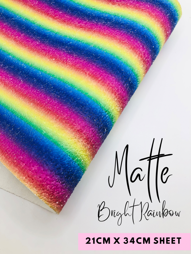 Matte Bright rainbow chunky glitter fabric