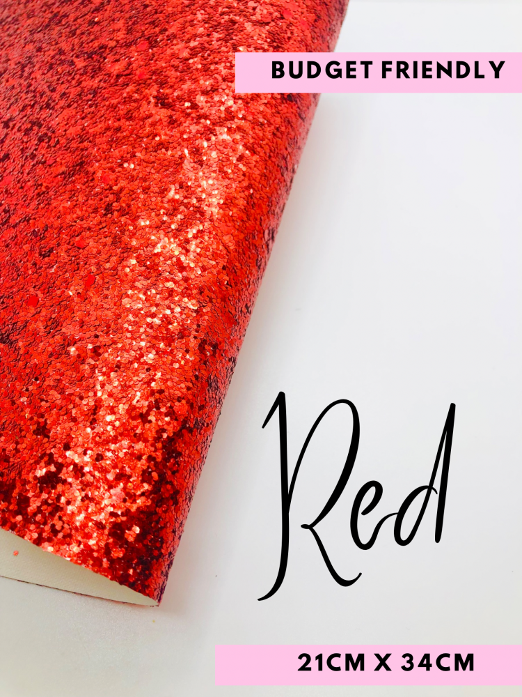 PLAIN Red chunky glitter fabric sheet