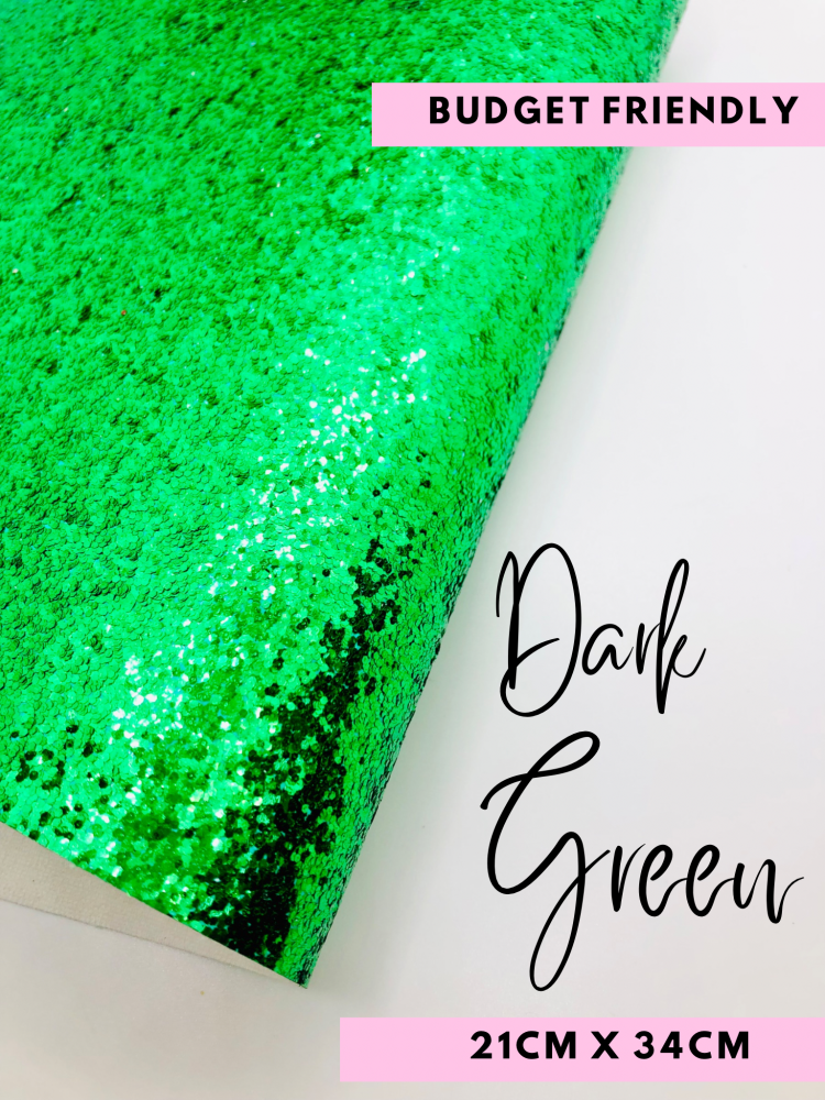 PLAIN Dark Green chunky glitter fabric sheet