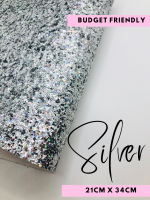 PLAIN Silver chunky glitter fabric sheet