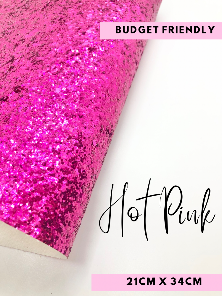 PLAIN Hot Pink chunky glitter fabric sheet