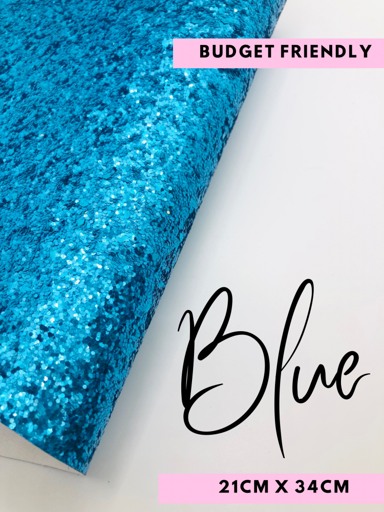 PLAIN Sky Blue chunky glitter fabric sheet