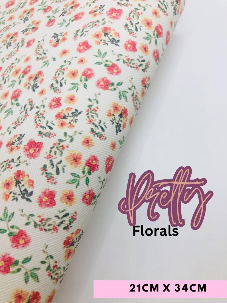 Peach Floral printed leatherette