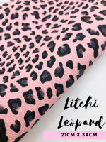 Litchi pattern pink leopard print leatherette