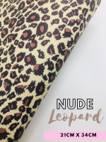 Nude tan leopard printed leatherette