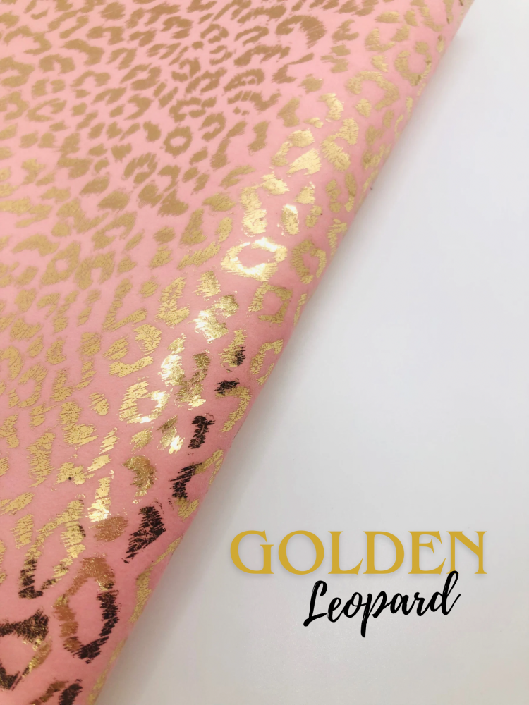 Pink gold leopard printed smooth velvet fabric