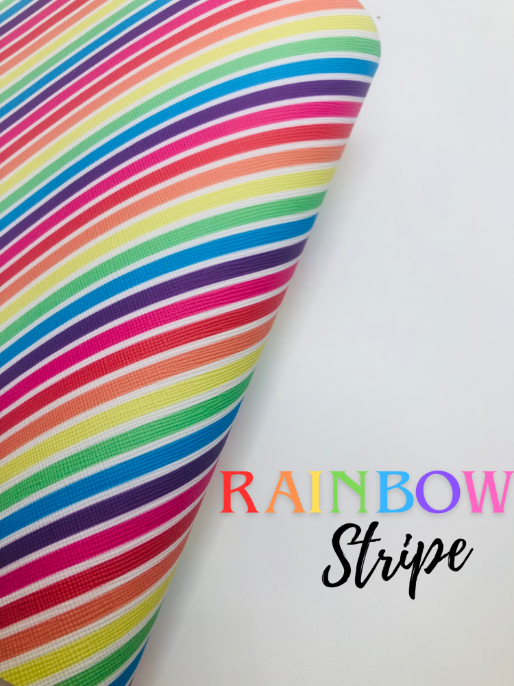 Rainbow stripe printed leather