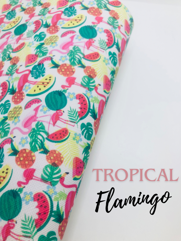 Tropical Flamingo Summer Printed leatherette fabric