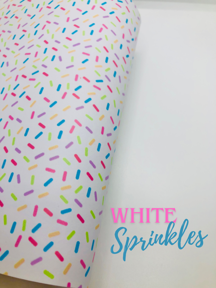 White Sprinkles Printed leatherette fabric