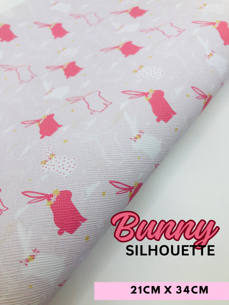 SMALLER BUNNY - Easter Bunny Silhouette Printed fine glitter fabric