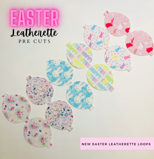 Easter Inspired leatherette printed pre cut bow loops