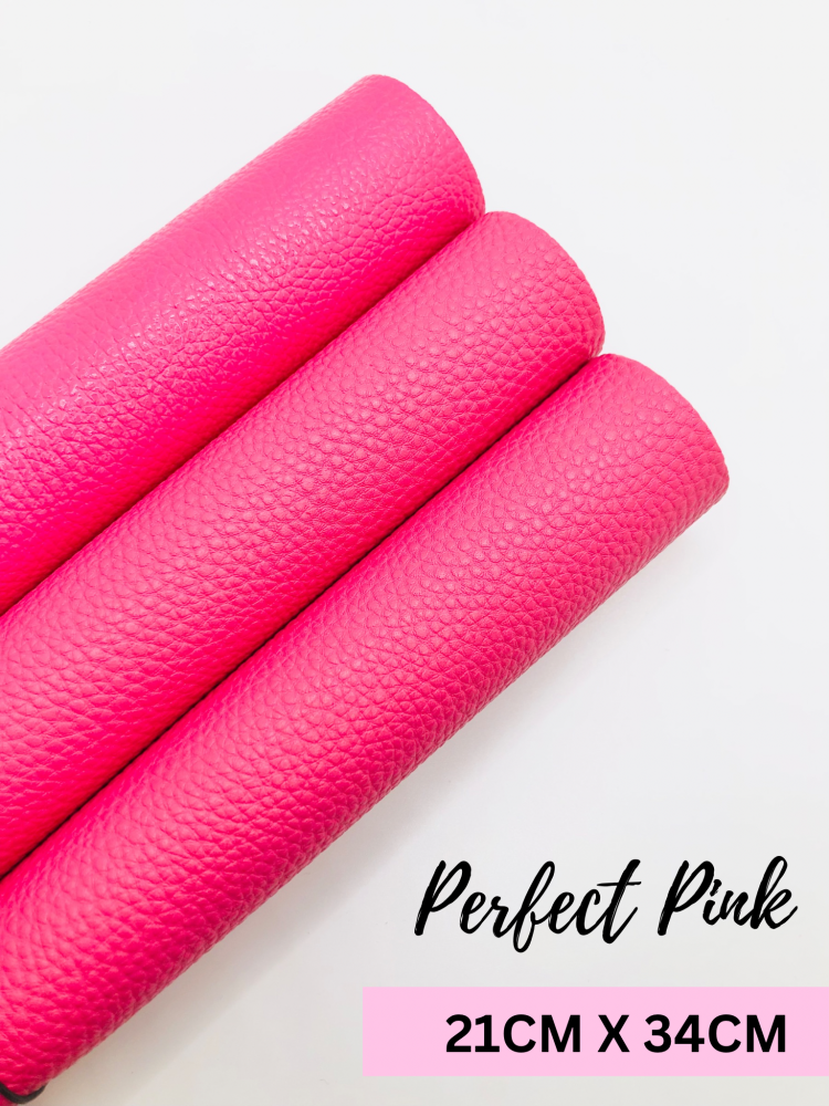 Litchi Perfect pink plain leather 