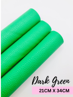 Litchi dark green plain leather