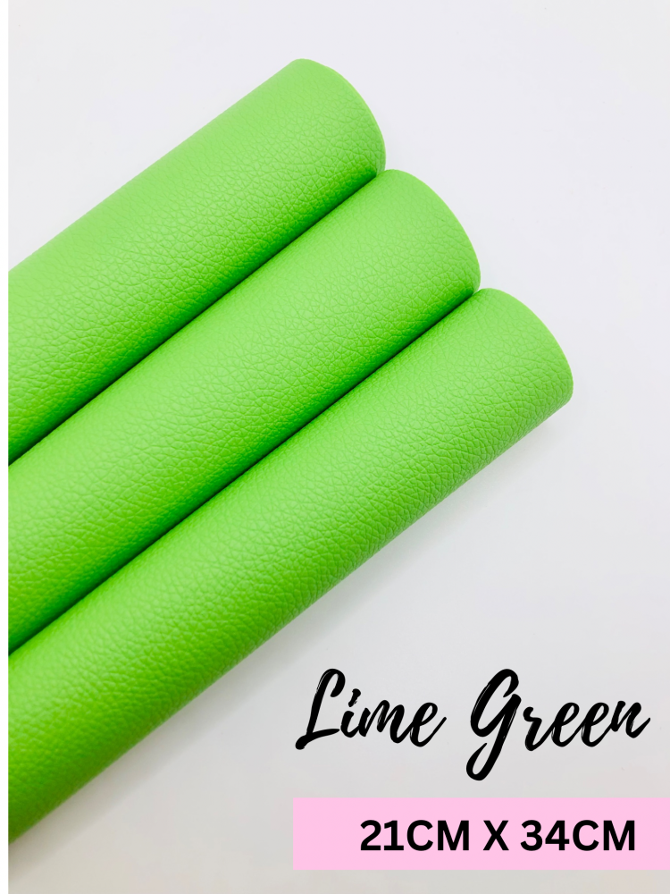 Litchi Lime Green Plain leather