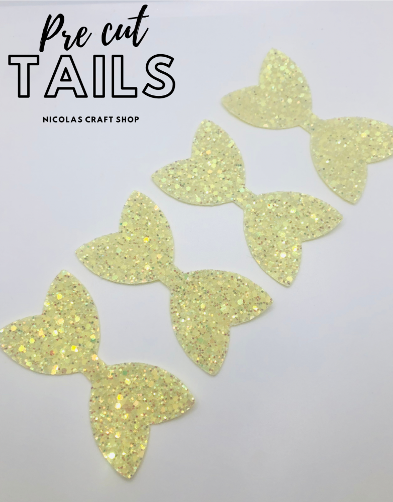 X4 YELLOW FROSTED PRE CUT LUXURY GLITTER TAILS