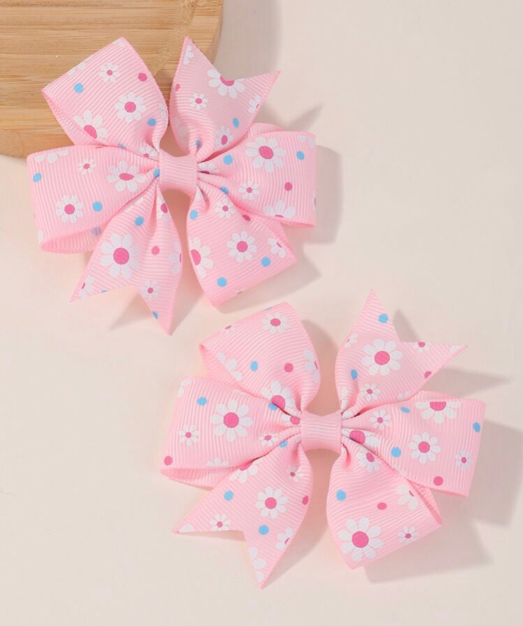 PINK - The daisy bow Stall Filler On lined clip