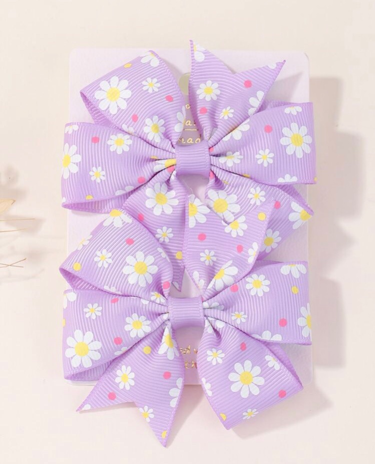 PURPLE - The daisy bow Stall Filler On lined clip