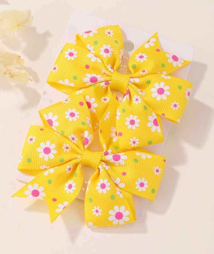 YELLOW - The daisy bow Stall Filler On lined clip