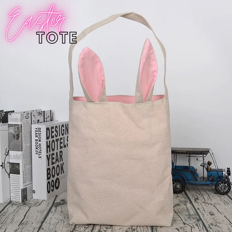 Pink Easter Bunny Ear Canvas Tote bag Blank