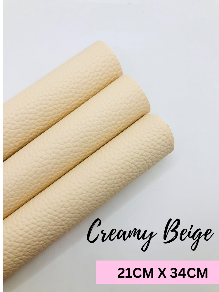 Cream / Beige litchi leatherette
