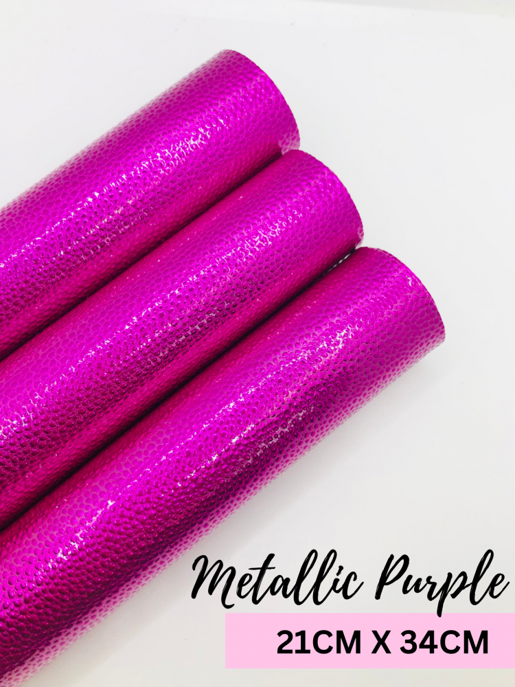 Metallic purple litchi leatherette fabric 