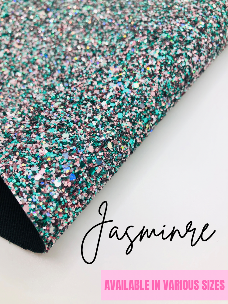 LUXURY -  Jade Jasmine chunky glitter fabric