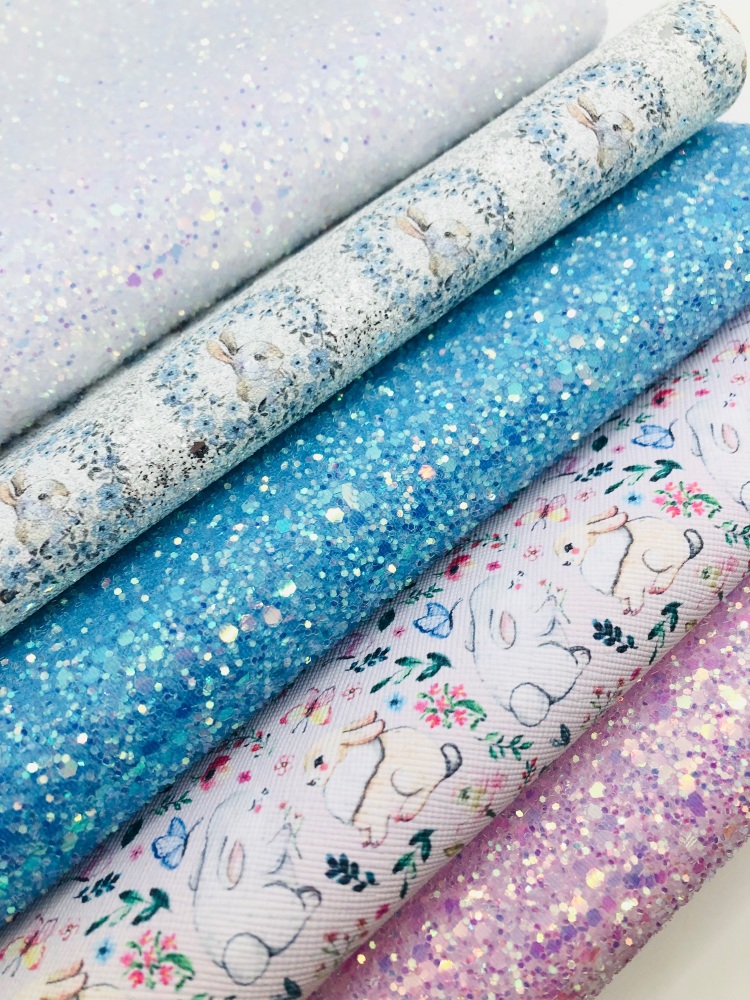 A5 Easter Blue pastel leatherette + chunky glitter Fabric Friday Bundle