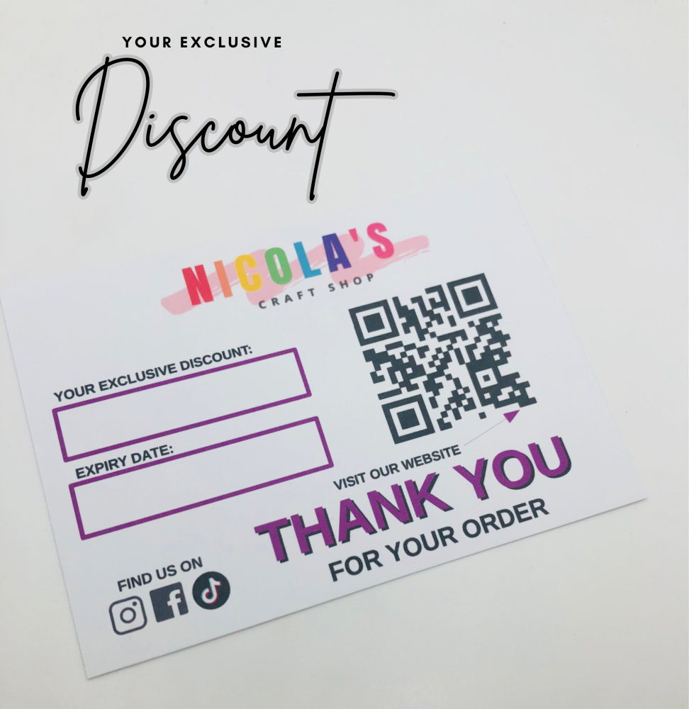 QR CODE Personalised business Exclusive discount code card