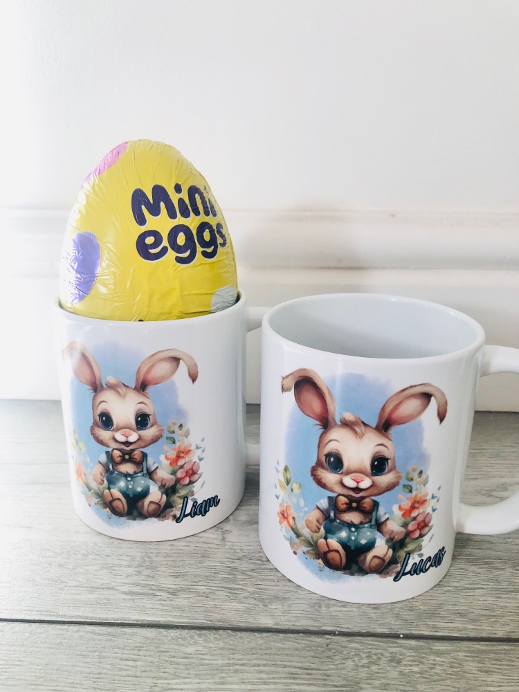Boys version cute Easter Bunny personalised gift printed 11oz Mug